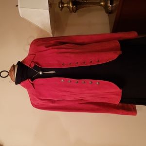 AMI Red Suede Leather Jacket with Snap Front Size Medium